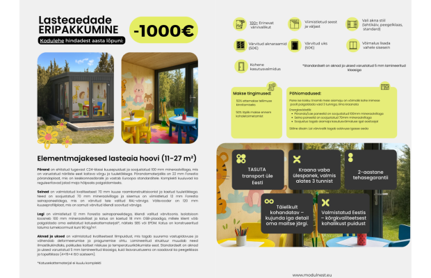 Müüa aia-, moodul- või saunamajade müügiks sobilik bränd MODULNEST (paku hind)